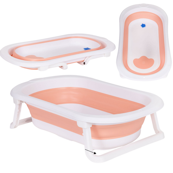 Ванночка для купання дітей складна зі зливом рожева Ecotoys  HA-B27 PINK фото