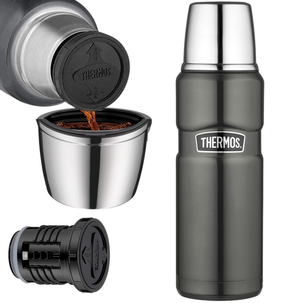 Термос 470 мл из нержавеющей стали с чашкой Thermos Stainless King Flask серый 170014 фото