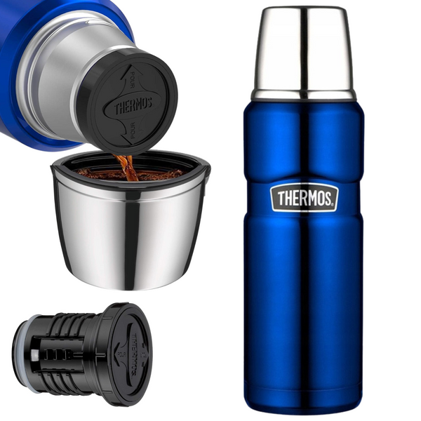 Термос 470 мл из нержавеющей стали с чашкой Thermos Stainless King Flask синий 170016 фото