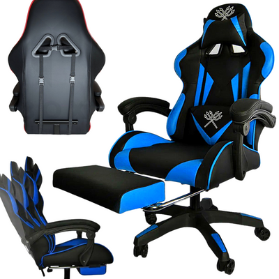 Геймерське крісло комп'ютерне до 150 кг із екошкіри Malatec Black Blue Malatec-124-blue фото