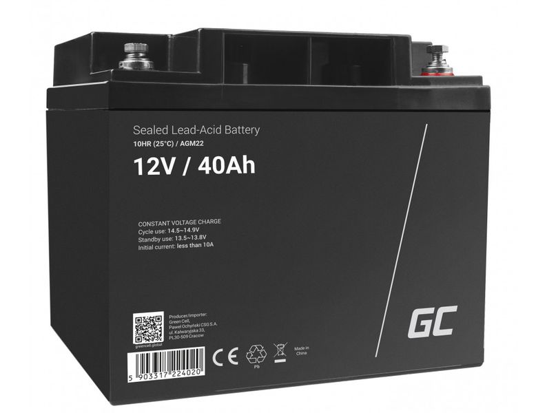 Аккумуляторная батарея со сроком службы до 5 лет Green Cell VRLA AGM 12V 40Ah (AGM22) Hnrt_4226 фото