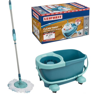 Швабра с ведром 6 л и автоматическим отжимом Clean Twist Mobile Disc Mop Ergo Set 52102 фото