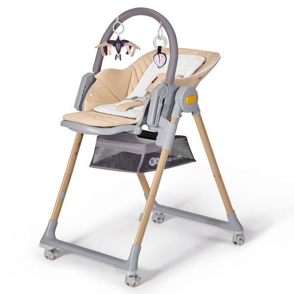 Стульчик для кормления с колесиками с функцией шезлонга 2в1 Kinderkraft Lastree Wood Beige Hnrt_3611 фото