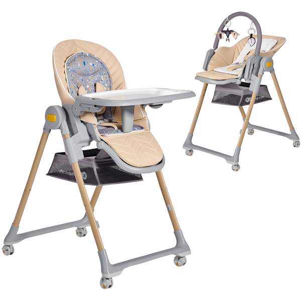 Стільчик для годування з колесиками з функцією шезлонгу 2в1 Kinderkraft Lastree Wood Beige Hnrt_3611 фото