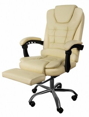 Комп'ютерне крісло з екошкіри офісне Malatec 16225 кремове на колесах 16225 фото