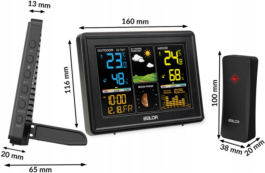 Метеостанція бездротова з виносним датчиком та будильником Baldr для дому BD-907 фото