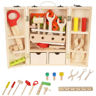 Дитячий набір дерев'яних інструментів для гри у кейсі Kruzzel 9367 фото