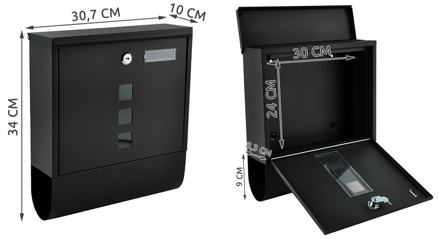 Поштова скринька 21,7 x 8,5 x 32 см з двома ключами Malatec  6244 фото