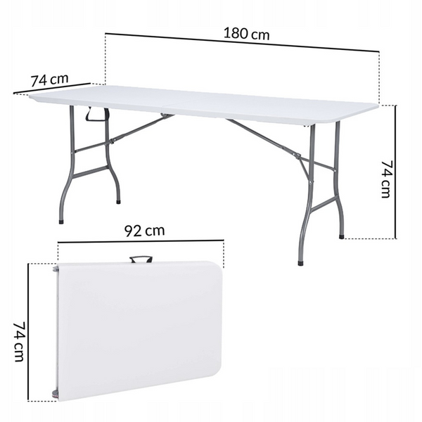 Складной переносной стол для кепинга белого цвета Heckermann 180х74х74 White Hnrt_4513 фото