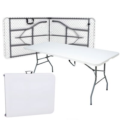 Переносний складаний сталевий стіл з порошковим покриттям  Heckermann 240х74×74 White Hnrt_4747 фото